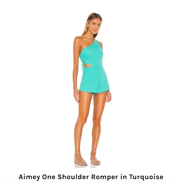 Superdown Turquoise One Shoulder Romper purchased through Revolve - Picture 2 of 6